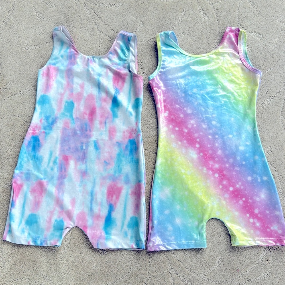 Lot of 2: Girls Size 9-10 yrs Short Leotards for Gymnastics or Dance